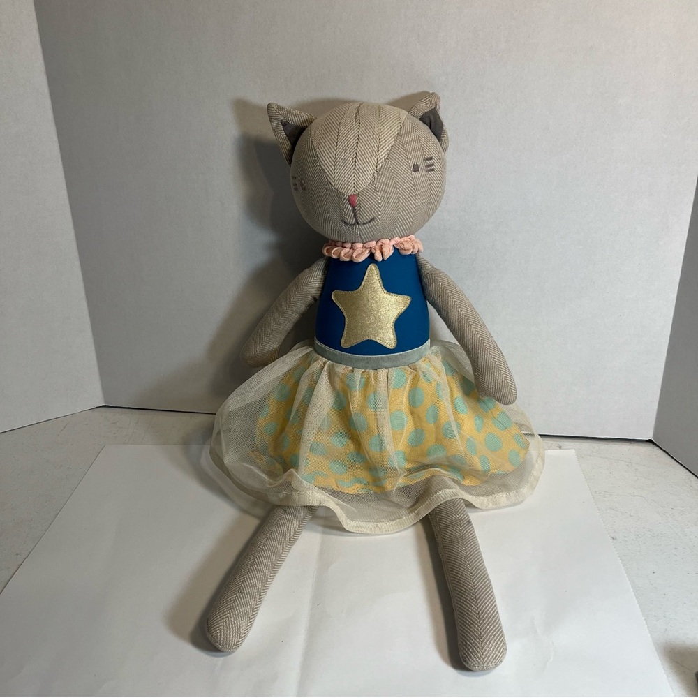 Pillowfort cat throw pillow 18 inches dressed in ballerina skirt.